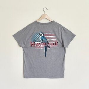 Jimmy Buffet’s Margaritaville American Flag Parrot Gray T Shirt Adult Large